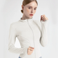 M White High-Stretch Slim Fit Yoga Jacket - Full Zip Workout Sports Jacket for Women